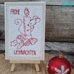 Stickdatei - ITH Postkarten Weihnachtsmaus